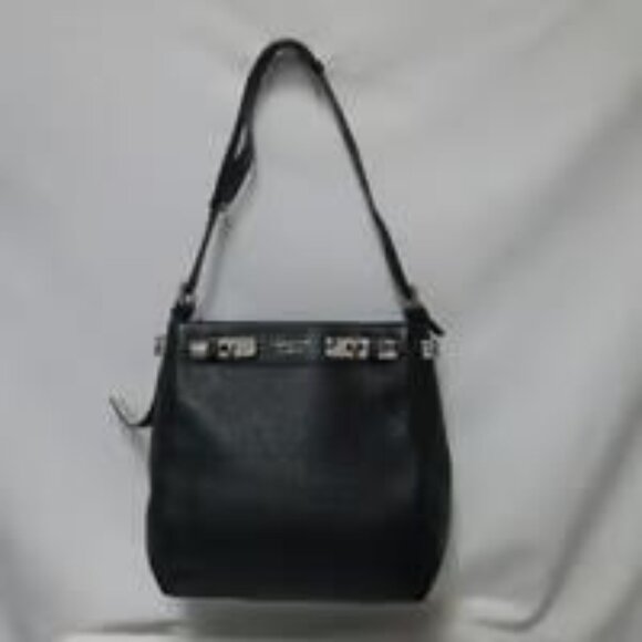 Handbags - IACUCCI pebbled w snake Leather shoulder tote bag purse Italy black zip top